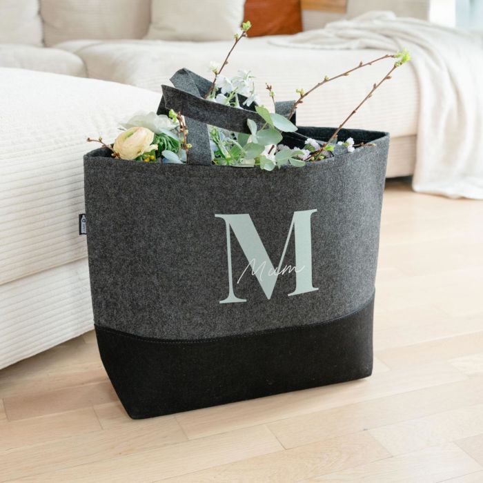 Personalised Felt Tote With Monogram