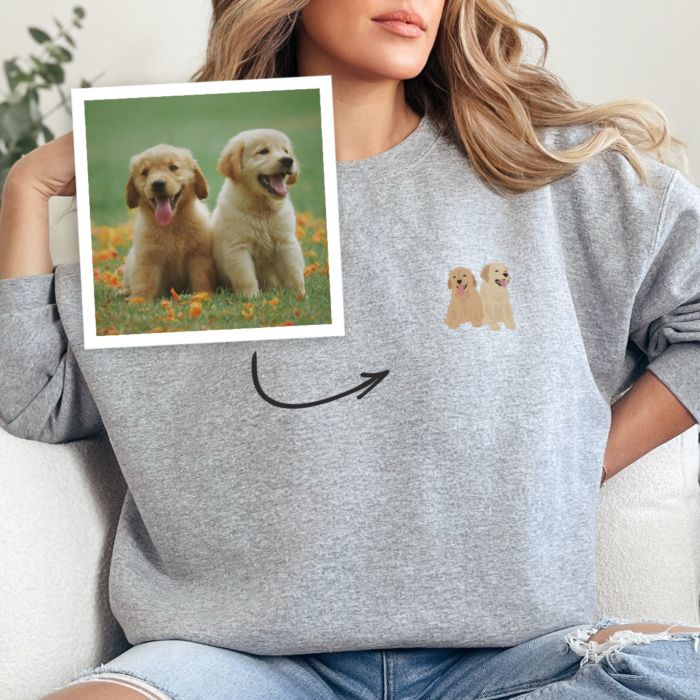 Personalised Sweatshirt with Small Pet Illustration