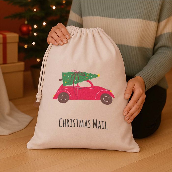 Personalised Christmas Sack with Illustration and Text