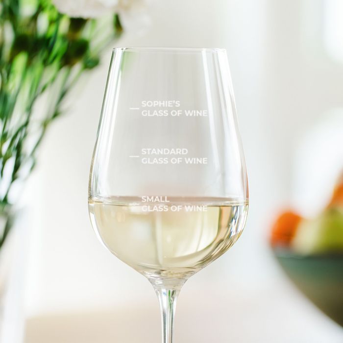 Personalised wine measure glass